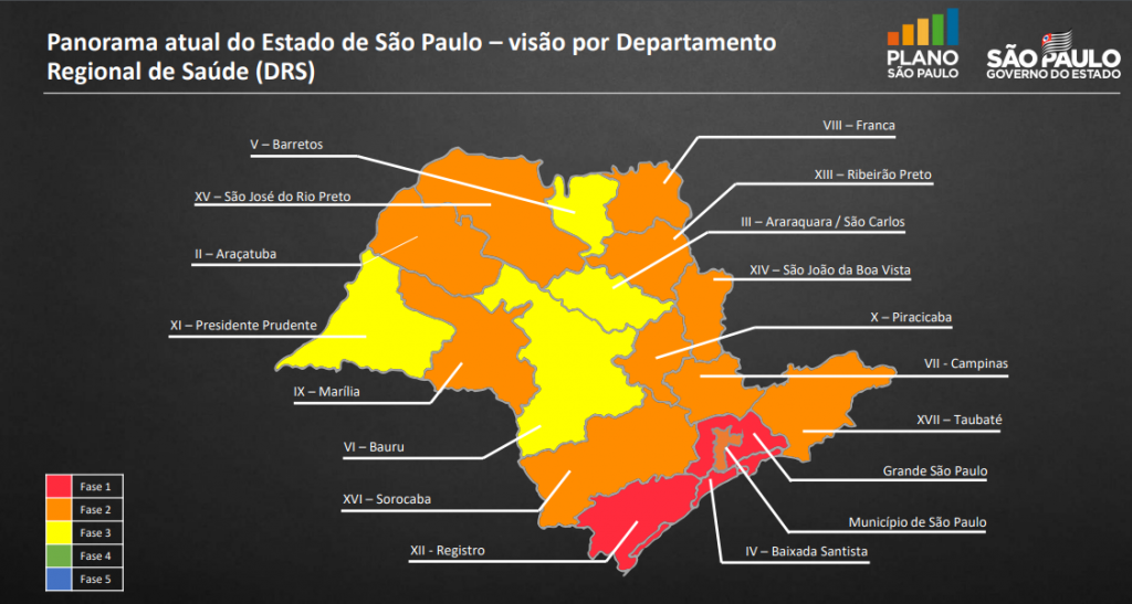 mapa de reabertura do comércio em São Paulo